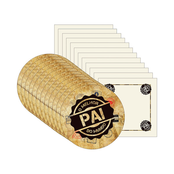 Kit Sousplat + Guardanapo Melhor Pai Do Mundo - 12 Peças - Co