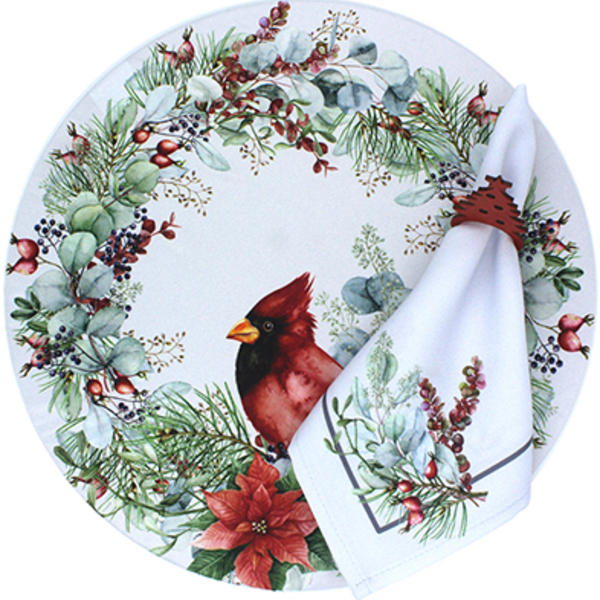 Kit Sousplat + Guardanapo Natal Cardinal - 1 Peça - Sem Base
