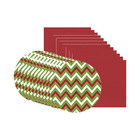 Kit Sousplat + Guardanapo Natal Chevron2 - 12 Peças - Sem Base