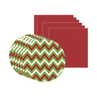 Kit Sousplat + Guardanapo Natal Chevron2 - 6 Peças - Com Base