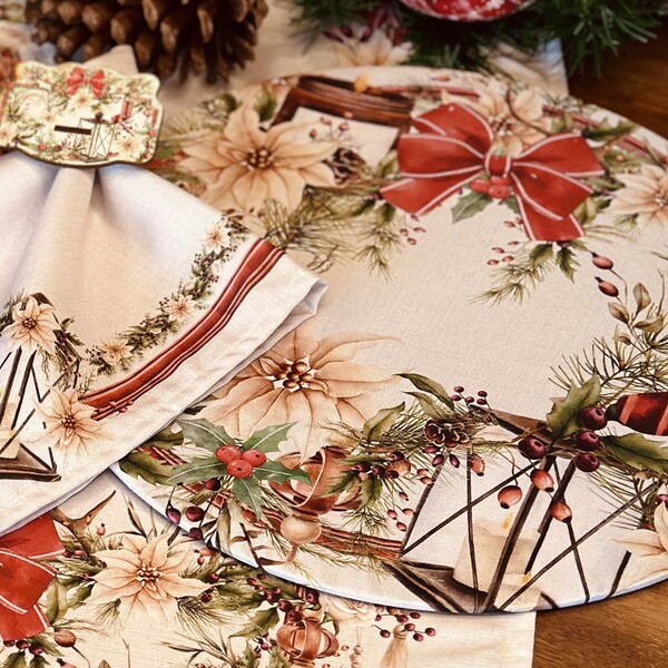 Kit Sousplat + Guardanapo Natal Christmas Vintage - 1 Peça -