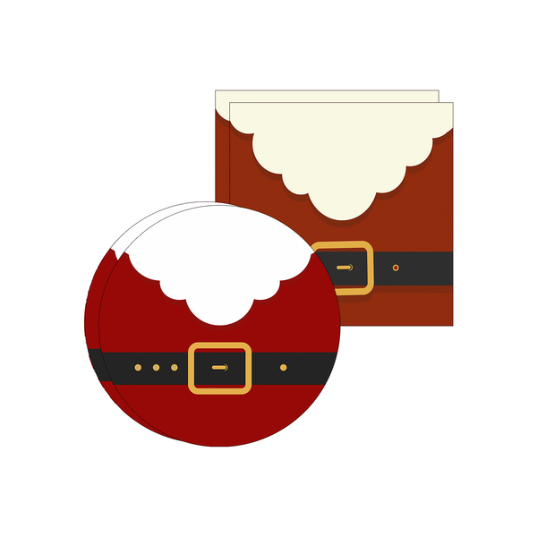 Kit Sousplat + Guardanapo Natal Cinto/barba Noel - 2 Peças -