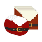 Kit Sousplat + Guardanapo Natal Cinto/barba Noel - 6 Peças -