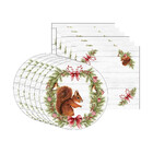 Kit Sousplat + Guardanapo Natal Esquilo - 6 Peças - Com Base