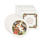 Kit Sousplat + Guardanapo Natal Esquilo Ii - 6 Peças - Com Ba