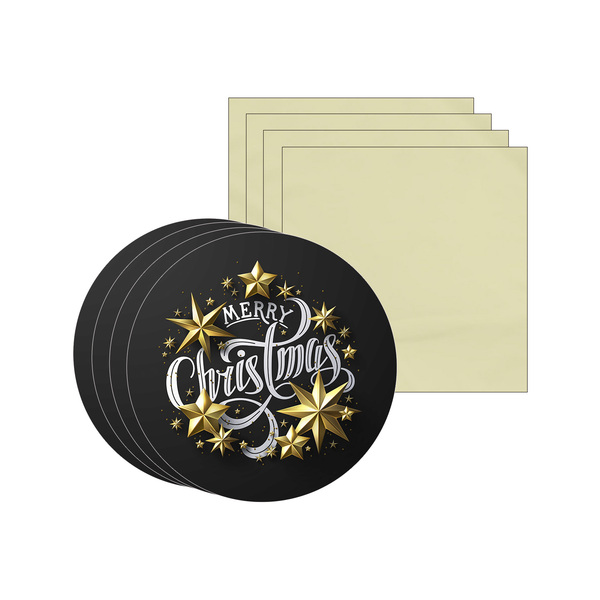 Kit Sousplat + Guardanapo Natal Feliz Natal - 4 Peças - Com B