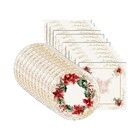 Kit Sousplat + Guardanapo Natal Flores Ii - 12 Peças - Com Ba