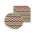 Kit Sousplat + Guardanapo Natal Fundo Chevron - 4 Peças - Com