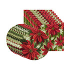 Kit Sousplat + Guardanapo Natal Fundo Flor2 - 8 Peças - Com B