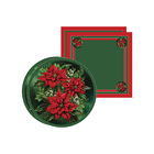 Kit Sousplat + Guardanapo Natal Fundo Flor - 2 Peças - Com Ba