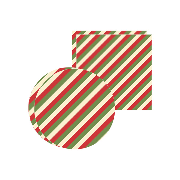 Kit Sousplat + Guardanapo Natal Fundo Listrado - 2 Peças - Co