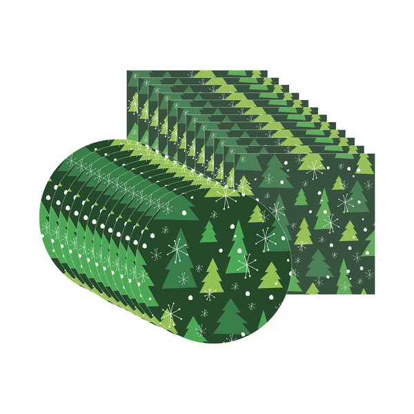 Kit Sousplat + Guardanapo Natal Fundo Pinheiro - 12 Peças - S