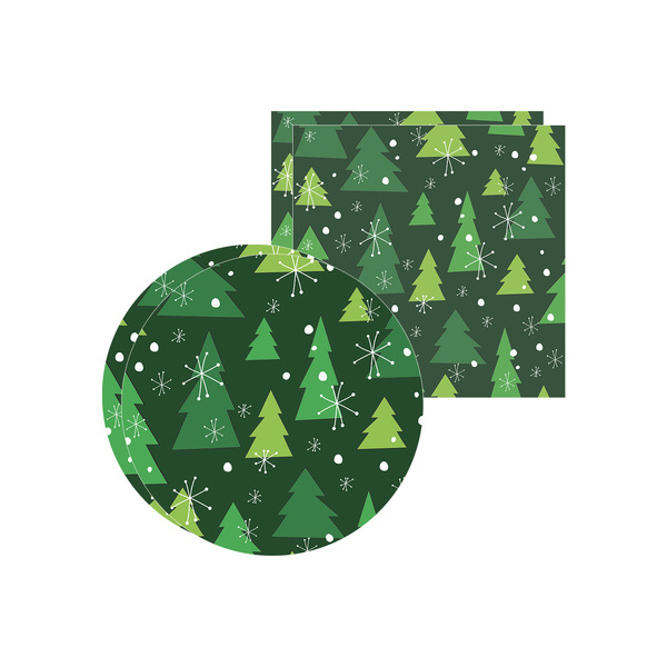 Kit Sousplat + Guardanapo Natal Fundo Pinheiro - 2 Peças - Se