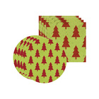 Kit Sousplat + Guardanapo Natal Fundo Verde/pinheiro - 4 Peça