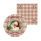 Kit Sousplat + Guardanapo Natal Fundo Xadrez/noel