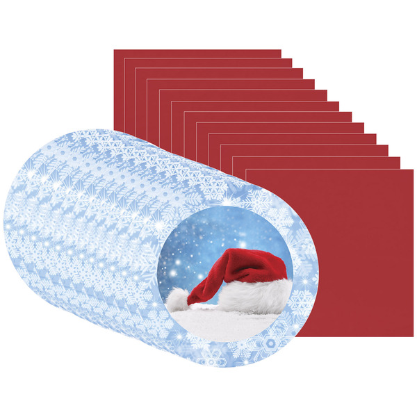 Kit Sousplat + Guardanapo Natal Gorro Noel - 12 Peças - Com B