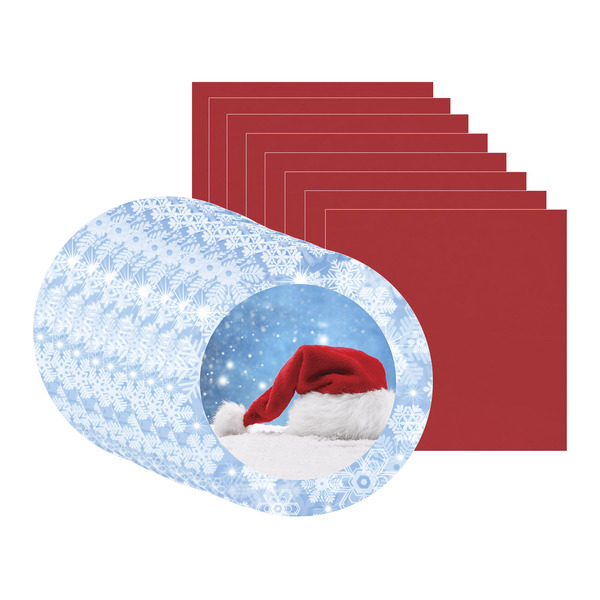 Kit Sousplat + Guardanapo Natal Gorro Noel - 8 Peças - Com Ba