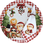 Kit Sousplat + Guardanapo Natal Infantil - 4 Peças - Com Base