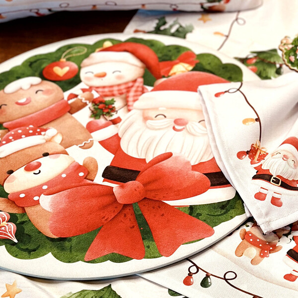 Kit Sousplat + Guardanapo Natal Infantil Ii - 2 Peças - Com B