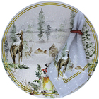 Kit Sousplat + Guardanapo Natal Inverno - 8 Peças - Sem Base