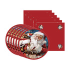 Kit Sousplat + Guardanapo Natal Papai Noel2 - 6 Peças - Com B