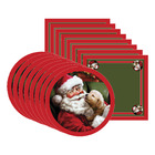 Kit Sousplat + Guardanapo Natal Papai Noel/cachorro - 8 Peças