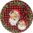 Kit Sousplat + Guardanapo Natal Papai Noel Xadrez - 6 Peças -