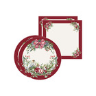 Kit Sousplat + Guardanapo Natal Pássaro/bordô - 2 Peças - Sem