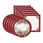 Kit Sousplat + Guardanapo Natal Pássaro/bordô - 8 Peças - Com