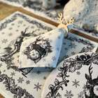 Kit Sousplat + Guardanapo Natal Rena Preta - 2 Peças - Com Ba