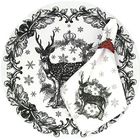 Kit Sousplat + Guardanapo Natal Rena Preta - 6 Peças - Sem Ba