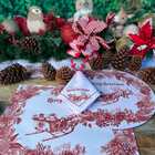 Kit Sousplat + Guardanapo Natal Trenó - 12 Peças - Com Base