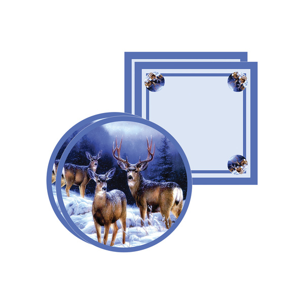 Kit Sousplat + Guardanapo Natal Três Renas - 2 Peças - Sem Ba