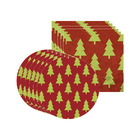 Kit Sousplat + Guardanapo Natal Vermelho/pinheiro Verde - 6 P