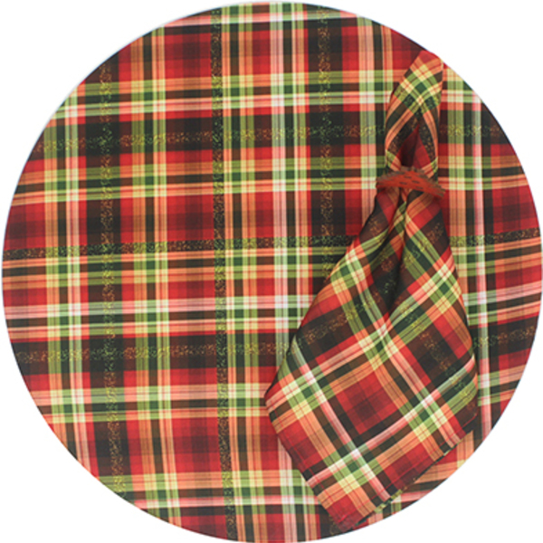 Kit Sousplat + Guardanapo Natal Xadrez Dourado - 8 Peças - Se