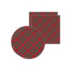 Kit Sousplat + Guardanapo Natal Xadrez Vermelho/verde - 2 Peç