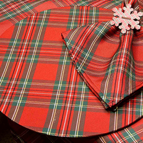 Kit Sousplat + Guardanapo Natal Xadrez Vermelho/verde - 4 Peç