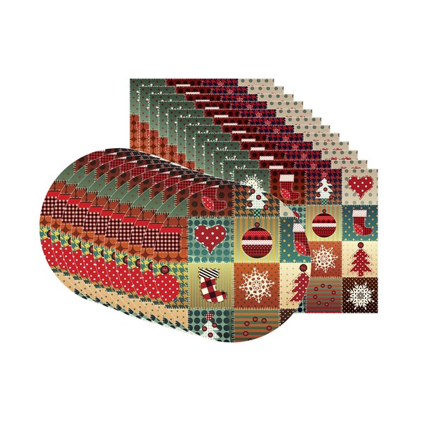 Kit Sousplat + Guardanapo Natalino - 12 Peças - Sem Base