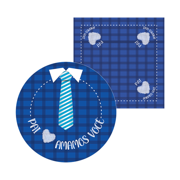 Kit Sousplat + Guardanapo Pai Amamos Você - 1 Peça - Sem Base