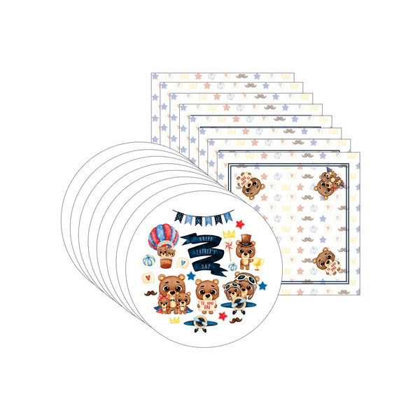 Kit Sousplat + Guardanapo Pai Família - 8 Peças - Com Base