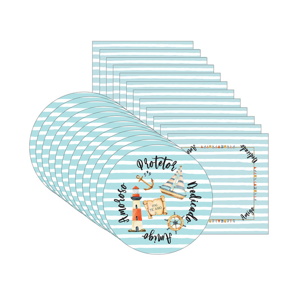 Kit Sousplat + Guardanapo Pai Palavras - 12 Peças - Sem Base