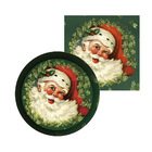 Kit Sousplat + Guardanapo Papai Noel/borda Verde