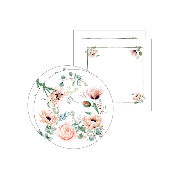 Kit Sousplat + Guardanapo Papoulas Rosa - 2 Peças - Com Base