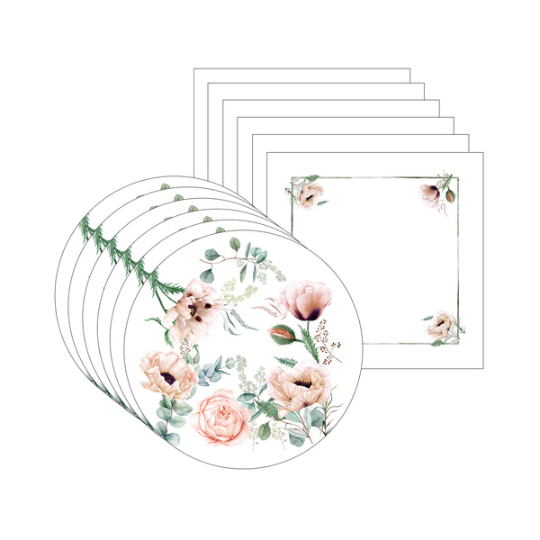 Kit Sousplat + Guardanapo Papoulas Rosa - 6 Peças - Sem Base