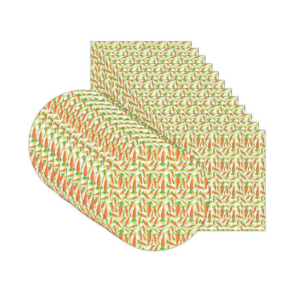 Kit Sousplat + Guardanapo Páscoa Cenoura - 12 Peças - Sem Base