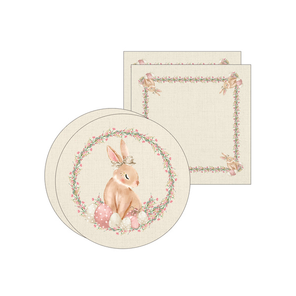 Kit Sousplat + Guardanapo Páscoa Cesta De Ovos - 2 Peças - Co