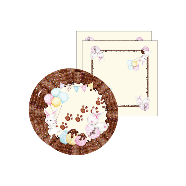 Kit Sousplat + Guardanapo Páscoa Chocolate - 2 Peças - Com Ba