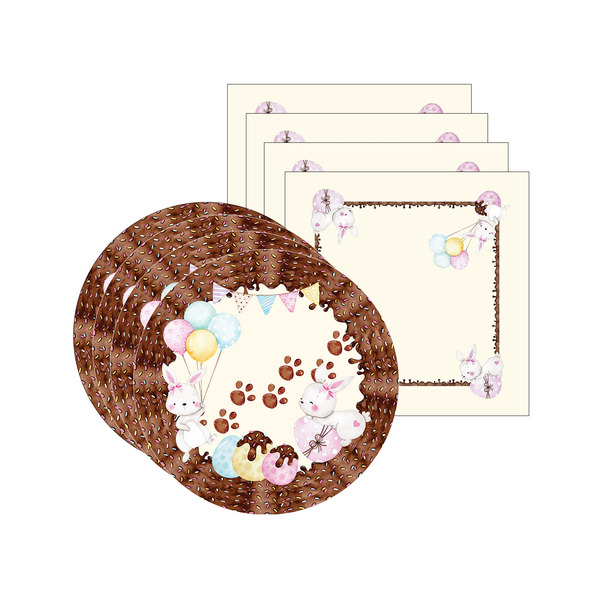 Kit Sousplat + Guardanapo Páscoa Chocolate - 4 Peças - Sem Ba