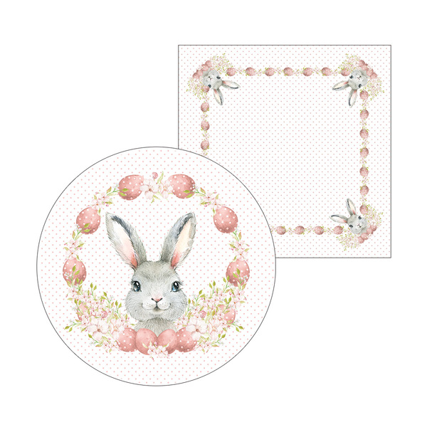 Kit Sousplat + Guardanapo Páscoa Coelho Ovos - 1 Peça - Com B