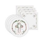 Kit Sousplat + Guardanapo Páscoa Cristã - 4 Peças - Com Base